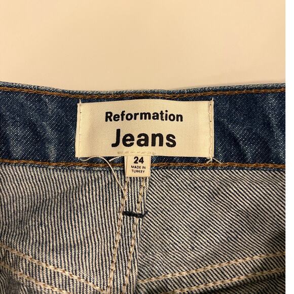Reformation Cynthia High Rise Straight Long Denim Jeans Womens 24 Blue Casual - Picture 3 of 16